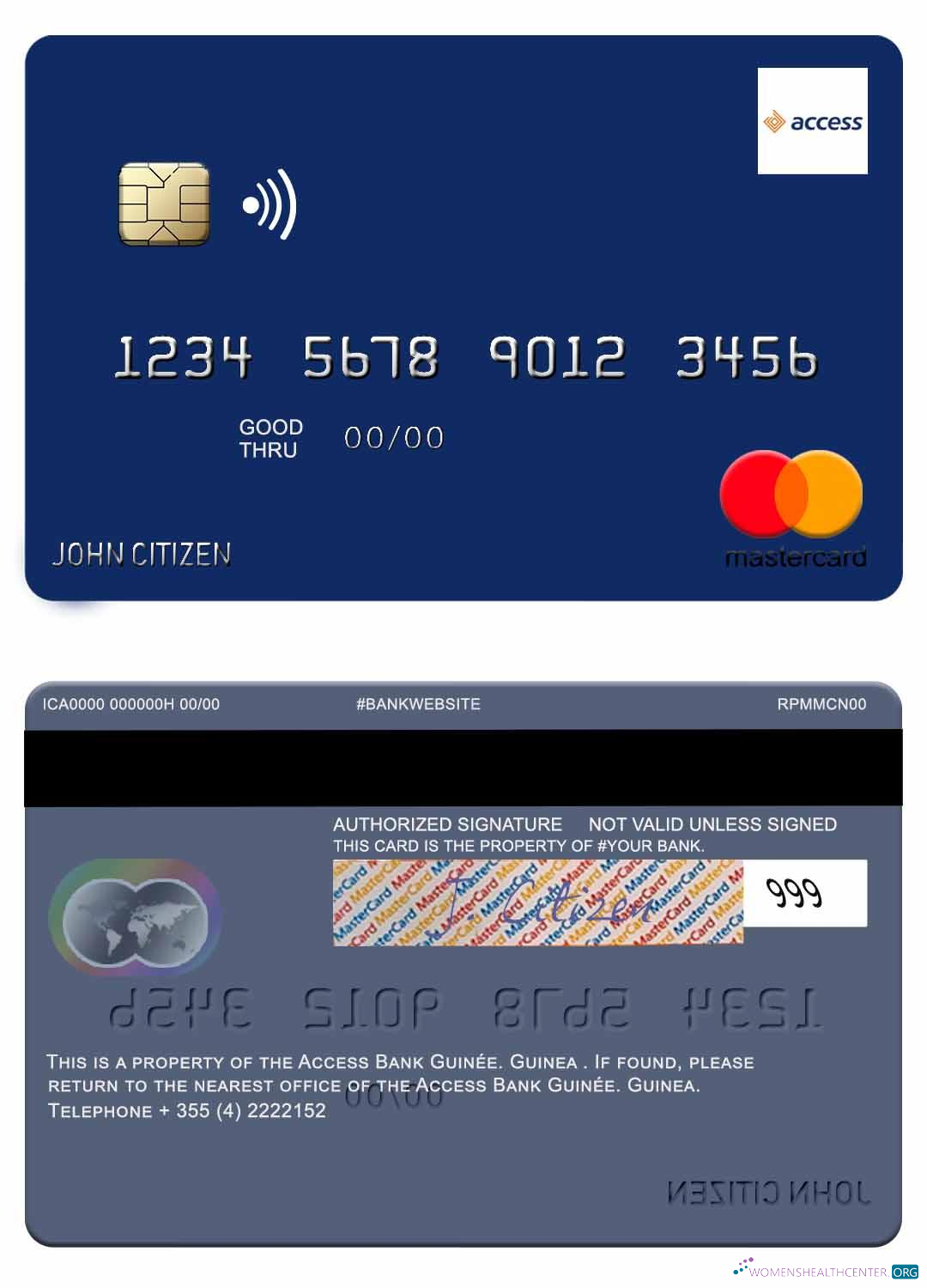 Download Guinea Access Bank Guinée mastercard Photoshop template